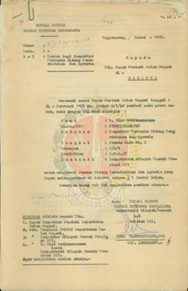 Kursus Bidang Pemerintahan dan Agraria atas nama R. Riyo Sutikno Kusumo Dkk.