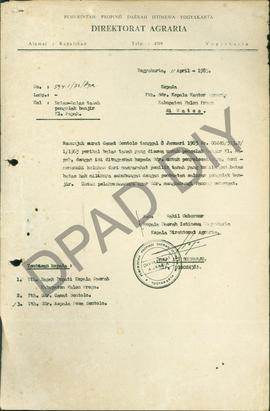 Surat dari Lurah Desa Sentolo Kecamatan Sentolo kepada Pemimpin Proyek Irigasi Kali Progo perihal...