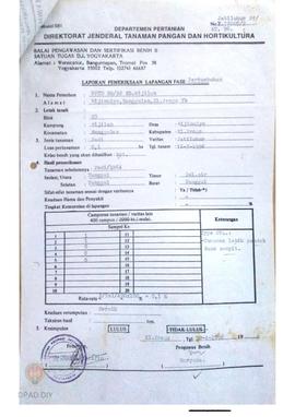 Laporan dari Balai Pengawasan dan Sertifikasi Benih Tanaman Pangan dan Hortikultura II Satuan Tug...