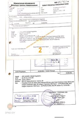 Surat Perintah Pencairan Dana kepada KPRI Sumber di Bantul, Yogyakarta perihal Pengadaan Snack da...