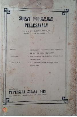 Surat Perjanjian Pelaksanaan Proyek Pembangunan Prasarana Fisik Pemerintah Dati II Kodya Yogyakar...