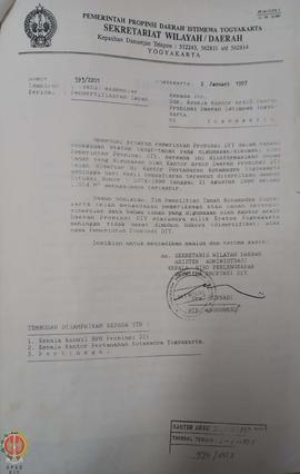 Surat dari Asisten Administrasi Kepala Biro Perlengkapan Sekretariat Wilayah Daerah Provinsi Daer...