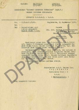 Surat dari Kepala Kantor Urusan Pegawai DIY kepada Kepala Dinas Jalan dan Gedung DIY perihal usul...