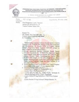 Surat dari Kepala BP-7 Pemerintah Provinsi Daerah Istimewa Yogyakarta kepada Kepala Biro Humas Se...