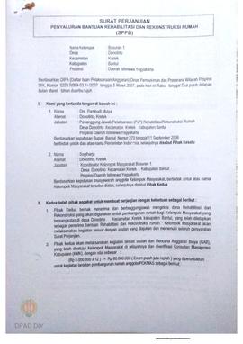 Surat Perjanjian Penyaluran Bantuan Rehabilitasi dan Rekonstruksi Rumah (SPPB),  Nama Kelompok Bu...