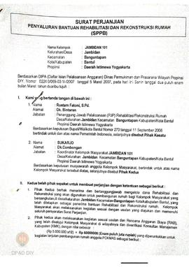 Surat Perjanjian Penyaluran Bantuan Rehabilitasi dan Rekonstruksi Rumah (SPPB),  Nama Kelompok Ma...