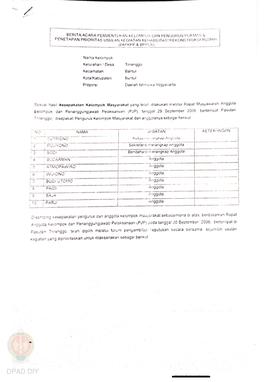 Berita Acara Pembentukan Kelompok dan Pengurus Pokmas dan Penetapan Prioritas Usulan Kegiatan Reh...