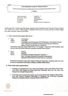 Surat Perjanjian Penyaluran Bantuan Rehabilitasi dan Rekonstruksi Rumah (SPPB) Rusak Berat, Nama ...