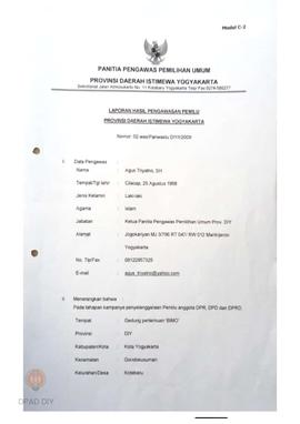 Laporan dari Agus Triyatno, SH tentang kasus Sosialisasi Pemilu di Gedung Bimo pada  24 Januari 2...