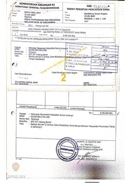 Surat Perintah Pencairan Dana kepada Kelompok Masyarakat Kabupaten Bantul untuk Belanja Lain-lain...