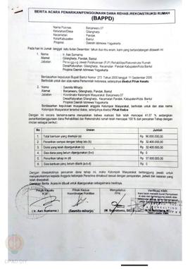 Berita Acara Penarikan/Penggunaan Dana Rehabilitasi/Rekonstruksi Rumah (BAPPD) Rusak Berat, Nama ...