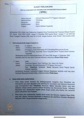 Surat Perjanjian Penyaluran Bantuan Rehabilitasi dan Rekonstruksi Rumah (SPPB),  Nama Kelompok RT...