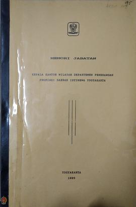 Memori Jabatan Kepala Kantor Wilayah Departemen Penerangan Provinsi Daerah Istimewa Yogyakarta Ta...