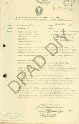 Surat dari Wakil Kepala Daerah DIY No. 603/UP/II/1020/PD kepada  Mendagri Up. Kepala Biro Kepegaw...