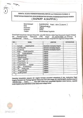 Berita Acara Pembentukan Kelompok dan Pengurus Pokmas dan Penetapan Prioritas Usulan Kegiatan Reh...