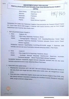 Amandemen Surat Perjanjian Penyaluran Bantuan Rehabilitasi dan Rekonstruksi Rumah (SPPB),  Nama K...