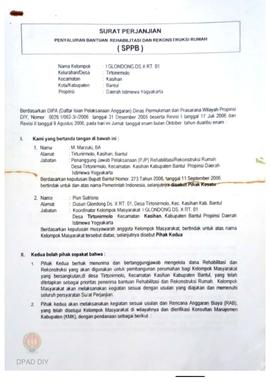 Surat Perjanjian Penyaluran Bantuan Rehabilitasi dan Rekonstruksi Rumah (SPPB), Nama Kelompok I, ...