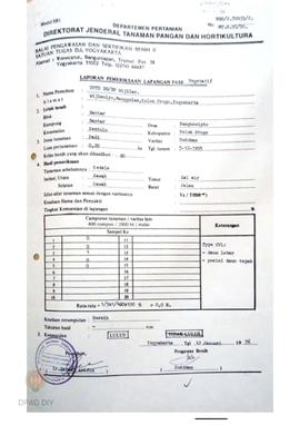 Laporan Hasil pemeriksaan lapangan fase berbunga BPSB II Jateng dan DIY jenis tanaman padi Varita...