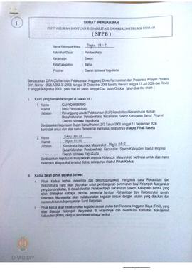 Surat Perjanjian Penyaluran Bantuan Rehabilitasi dan Rekonstruksi Rumah (SPPB),  Nama Kelompok Da...