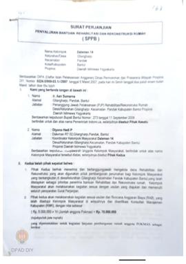 Surat Perjanjian Penyaluran Bantuan Rehabilitasi Dan Rekonstruksi Rumah (SPPB),  Nama Kelompok Ma...
