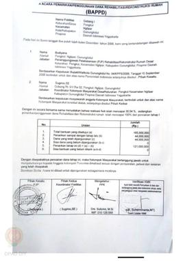 Berita Acara Penarikan/Penggunaan Dana Rehabilitasi/Rekonstruksi Rumah (BAPPD) Rusak Berat, Nama ...