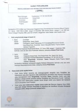 Surat Perjanjian Penyaluran Bantuan Rehabilitasi dan Rekonstruksi Rumah (SPPB),  Nama Kelompok Ra...