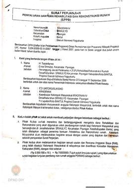 Surat Perjanjian Penyaluran Bantuan Rehabilitasi dan Rekonstruksi Rumah (SPPB),  Nama Kelompok Ma...