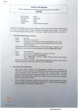 Surat Perjanjian Penyaluran Bantuan Rehabilitasi dan Rekonstruksi Rumah (SPPB),  Nama Kelompok Sa...