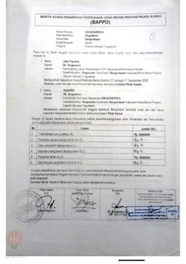 Berita Acara Penarikan/Penggunaan Dana Rehabilitasi/Rekonstruksi Rumah (BAPPD) Rusak Ringan, Nama...