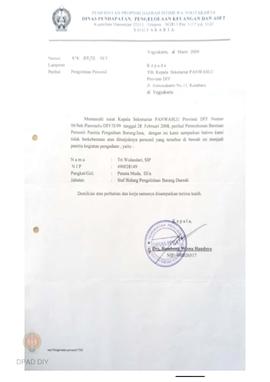 Surat dari Dinas Pendapatan, Pengelolaan Keuangan dan Aset perihal pengiriman personil untuk peng...