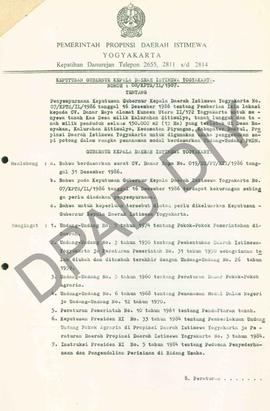 Surat Keputusan Gubernur DIY No. 08/KPTS/iL/1987 tentang penyempurnaan Keputusan Gubernur Kepala ...