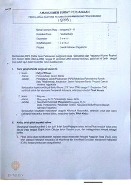 Surat Perjanjian Penyaluran Bantuan Rehabilitasi dan Rekonstruksi Rumah (SPPB),  Nama Kelompok Mo...