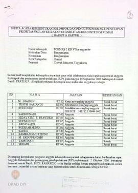 Berita Acara Pembentukan Kelompok dan Pengurus POKMAS & Penetapan prioritas usulan kegiatan R...
