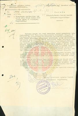 Permohonan hak milik atas tanah bekas penjualan candu di Kalurahan Srimartani, Piyungan, Bantul, ...