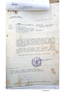 Surat dari Sekretariat Wakil Presiden RI nomor R-2149/ wk.Pres/ Was/ P/ 04/ 93 kepada Gubernur Ke...