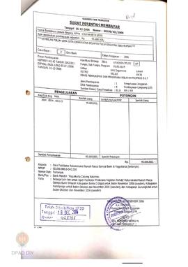 Surat Perintah Pencairan Dana kepada para Fasilitator Rekonstruksi Rumah Pasca Gempa Bumi di Yogy...