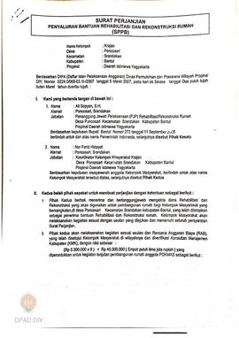Surat Perjanjian Penyaluran Bantuan Rehabilitasi dan Rekonstruksi Rumah (SPPB),  Nama Kelompok Ma...