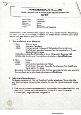 Amandemen Surat Perjanjian Penyaluran Bantuan Rehabilitasi dan Rekonstruksi Rumah (SPPB),  Nama K...