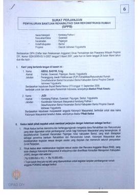 Surat Perjanjian Penyaluran Bantuan Rehabilitasi dan Rekonstruksi Rumah (SPPB), Nama Kelompok Kem...