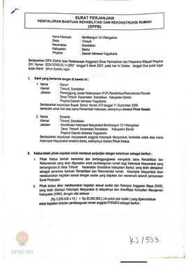 Surat Perjanjian Penyaluran Bantuan Rehabilitasi dan Rekonstruksi Rumah (SPPB),  Nama Kelompok Ma...
