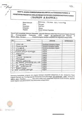 Berita Acara Pembentukan Kelompok dan Pengurus Pokmas dan Penetapan Prioritas Usulan Kegiatan Reh...