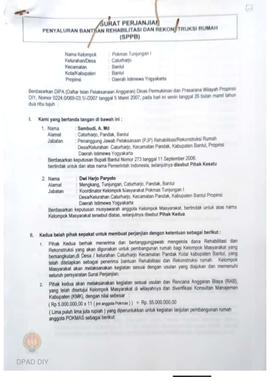 Surat Perjanjian Penyaluran Bantuan Dan Rekonstruksi Rumah (SPPB), Nama Kelompok Tunjungan 1 s.d....