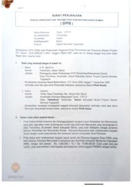 Surat Perjanjian Penyaluran Bantuan Rehabilitasi dan Rekonstruksi Rumah (SPPB),  Nama Kelompok Te...