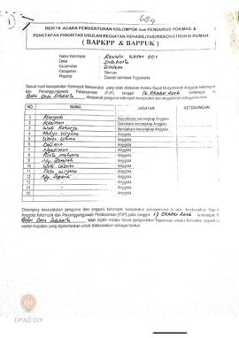 Berita Acara Pembentukan Kelompok dan Pengurus Pokmas dan Penetapan Prioritas Usulan Kegiatan Reh...