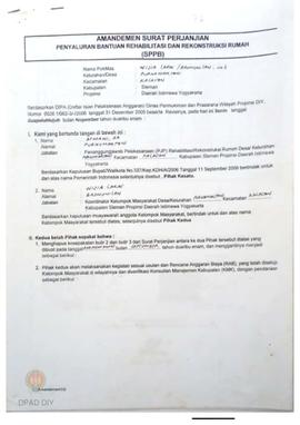 Amandemen Surat Perjanjian Penyaluran Bantuan Rehabilitasi dan Rekonstruksi Rumah (SPPB),  Nama K...