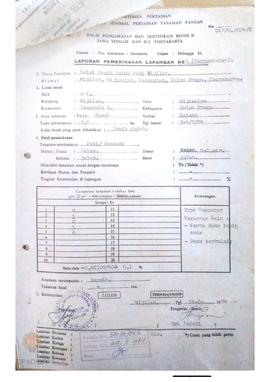 Laporan dari Balai Pengawasan dan Sertifikasi Benih II tentang hasil pemeriksaan lapangan ke I (p...