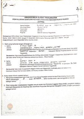 Amandemen Surat Perjanjian Penyaluran Bantuan Rehabilitasi dan Rekonstruksi Rumah (SPPB),  Nama K...