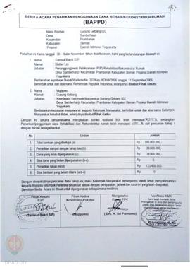 Berita Acara Penarikan / Penggunaan dana Rehab / Rekonsiliasi Rumah ( BAPPD ) untuk Rumah Rusak B...