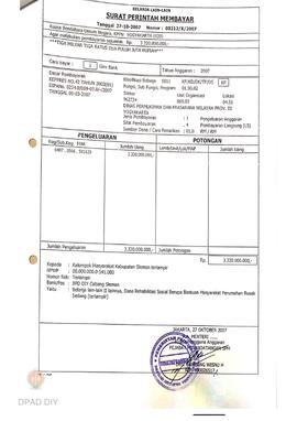 Surat Perintah Pencairan Dana kepada Kelompok Masyarakat Kabupaten Sleman untuk Belanja Lain-lain...