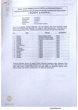 Berita Acara Pembentukan Kelompok dan Pengurus POKMAS & Penetapan prioritas usulan kegiatan R...